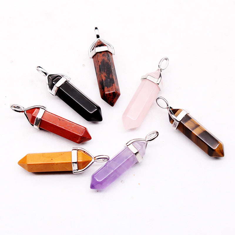 Crystal pendulum pendant, jewelry for men and women, single-pointed hexagonal prism, necklace, jewelry, stone, gemstone, pendant 