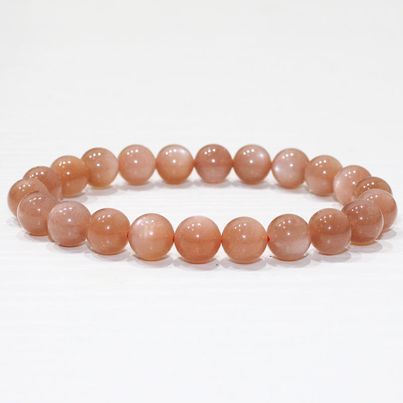Natural Crystal Bracelet, Orange Sunstone, Raw Stone, Ladies Bracelet, Single Circle, Gift, Birthday Gift 