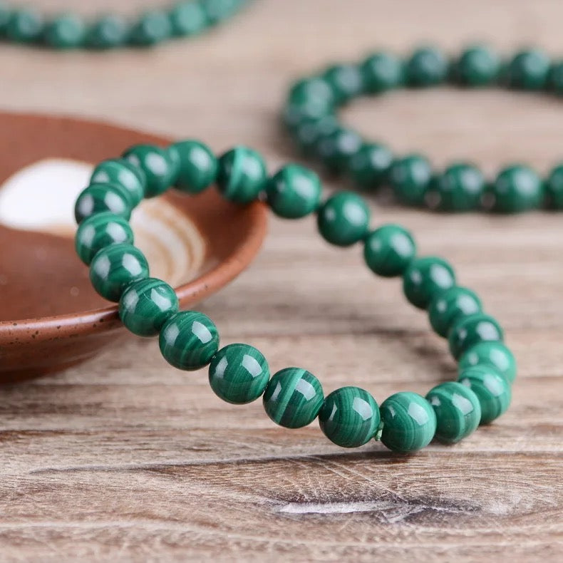 Gelang malachite hijau semulajadi, gelang bulatan tunggal 