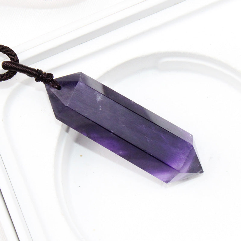 Natural amethyst hexagonal prism, pendant, male and female couple, original stone necklace, pendant, jewelry, gift 