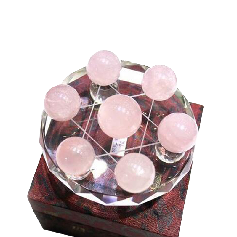 Bola kristal asli, susunan tujuh bintang, serbuk ungu putih, obsidian, batu kasar, hiasan, ruang tamu rumah, hiasan beranda 