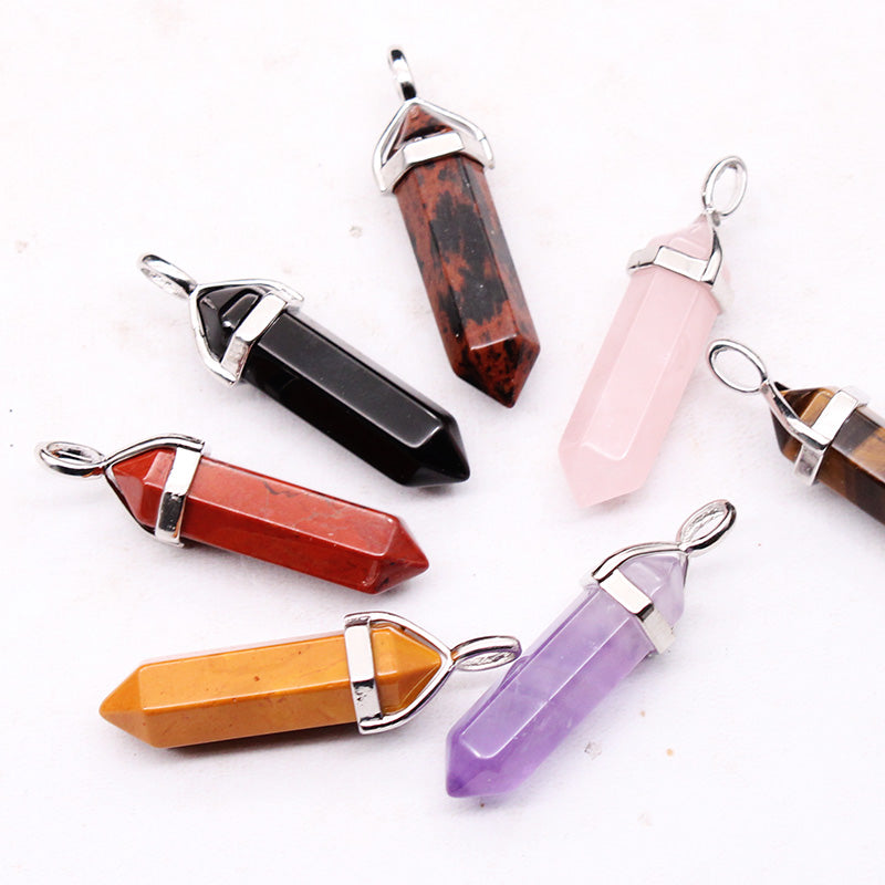 Crystal pendulum pendant, jewelry for men and women, single-pointed hexagonal prism, necklace, jewelry, stone, gemstone, pendant 