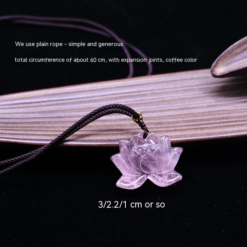 Natural crystal pendants, rose crystal lotus, flowers, rough stones, necklaces, pendants, gifts 