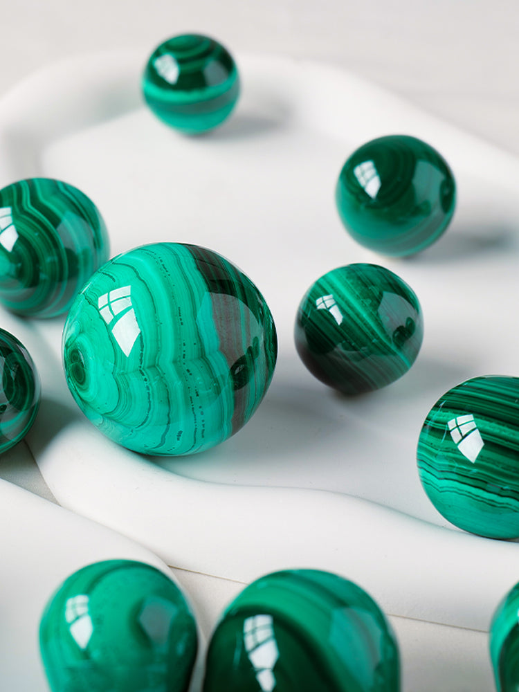 Bola kristal asli, bola malachite yang boleh dikoleksi, hiasan, penggilap bijih kasar, manik bulat, manik longgar, aksesori manik 