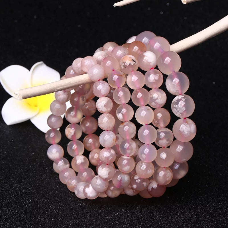 Gelang Batu Akik Bunga Sakura Asli, Gelang Bulatan Tunggal 