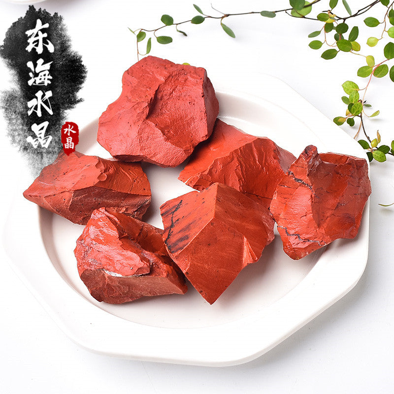 Bijih mentah jasper merah asli, batu mentah kristal, perhiasan, bulu, bahan ukiran 