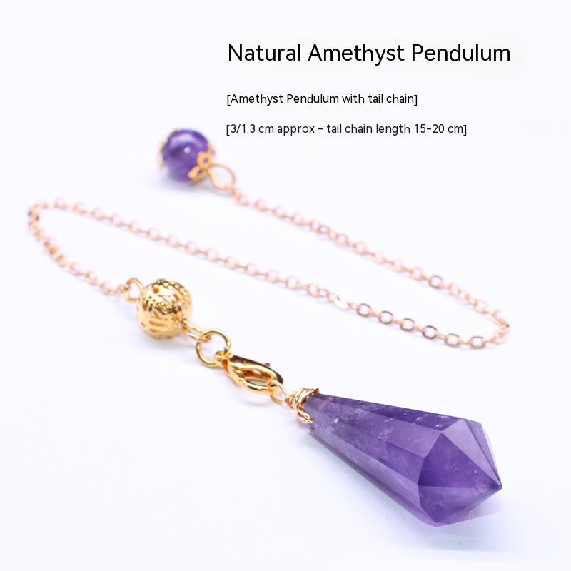 Natural amethyst pendulum pendant, raw stone ore with tail chain pendant, men and women models, birthday gift, jewelry, necklace 
