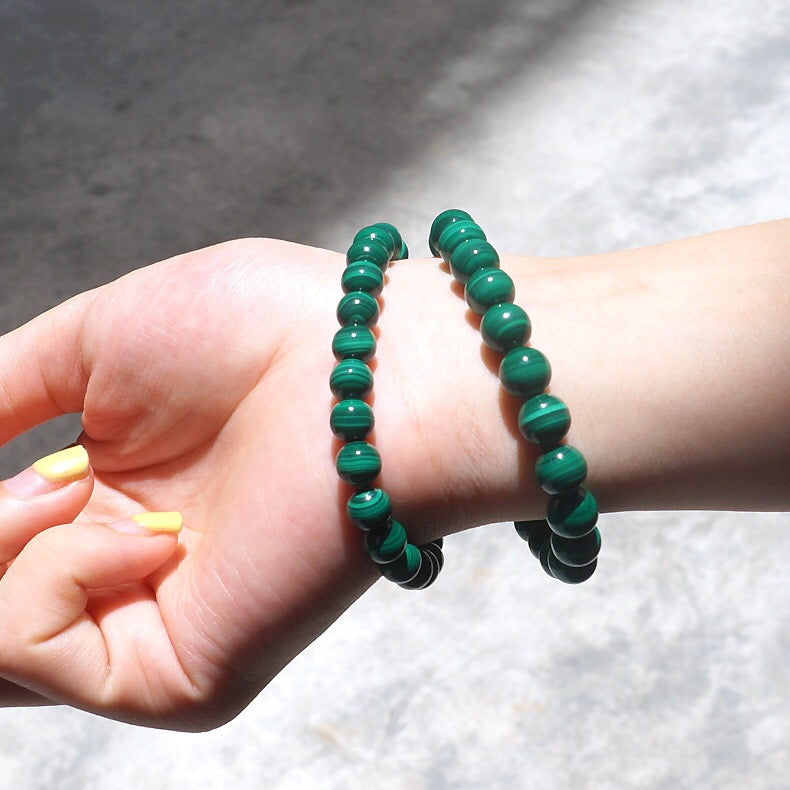 Gelang malachite hijau semulajadi, gelang bulatan tunggal 