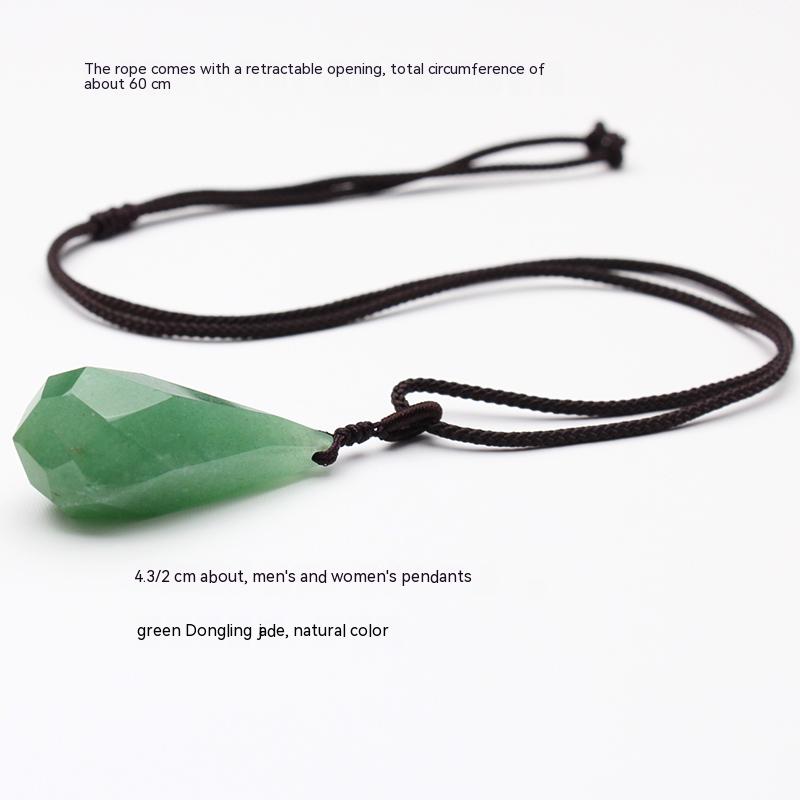 Natural Green Crystal Raw Stone Pendant, Aventurine Jade, Facet, Drop Shape, Fashion Necklace, Jewelry 