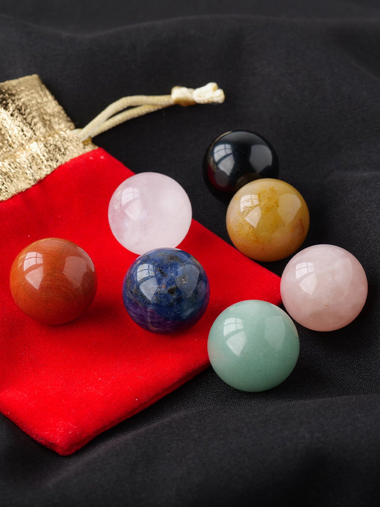 Kristal asli, tujuh warna, manik tunggal bola kristal 2cm, jed, batu kasar, akik 