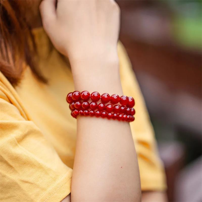 Gelang onyx asli, akik putih, akik hitam, akik merah, pusingan tunggal 