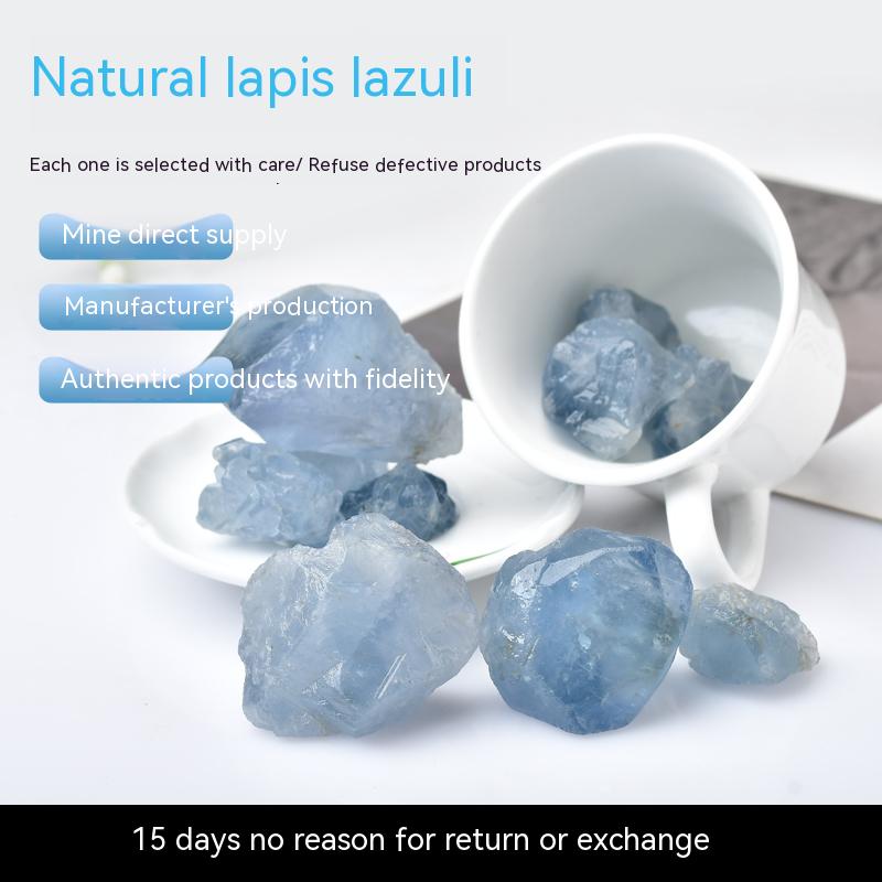 Batu kasar lapis lazuli semulajadi, kristal biru, bijih, spesimen 
