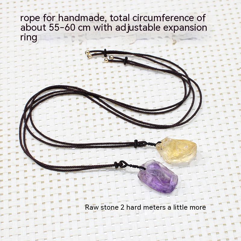Natural crystal raw stone pendants, purple and yellow mineral crystals, men's and women's necklaces, clavicle chains, jewelry, gemstones, pendants 