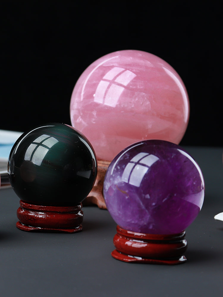 Bola kristal putih asli, bola kristal merah jambu, bola amethyst, obsidian, ruang tamu rumah, meja pejabat, hiasan hiasan 