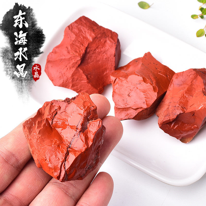Bijih mentah jasper merah asli, batu mentah kristal, perhiasan, bulu, bahan ukiran 