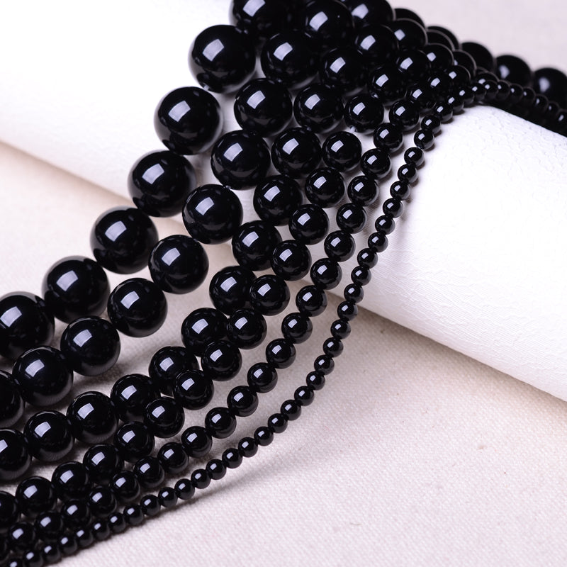2-18MM natural black agate loose beads, semi-finished products, DIY handmade semi-finished accessories 