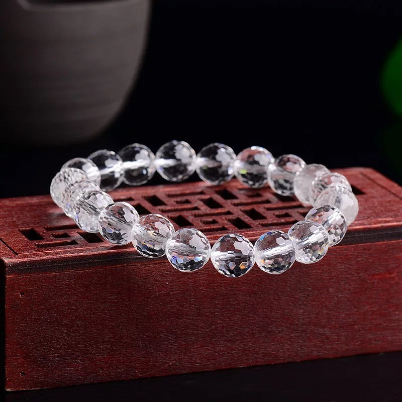 Gelang kristal putih asli, 128 segi, segi, kristal putih, gelang 
