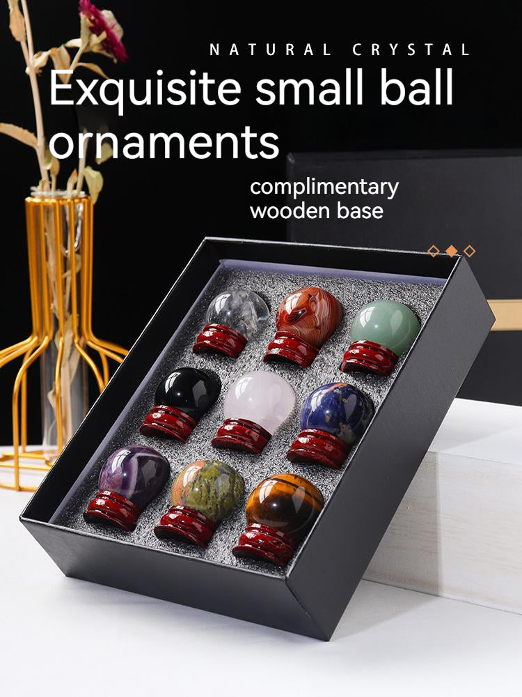 Hiasan bola kristal asli, jed, batu akik, bola kecergasan, bola baling, bola kristal merah jambu, permainan, spesimen bijih, kotak hadiah 