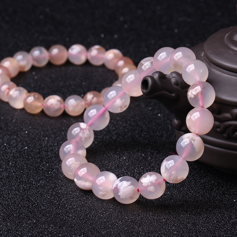 Gelang Batu Akik Bunga Sakura Asli, Gelang Bulatan Tunggal 