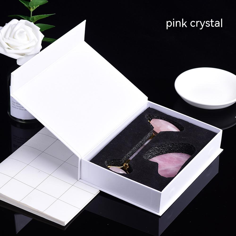 Runyangshi Natural Crystal Facial Roller Massager Whole Body Gua Sha Board Massage Jade Gift Box Set