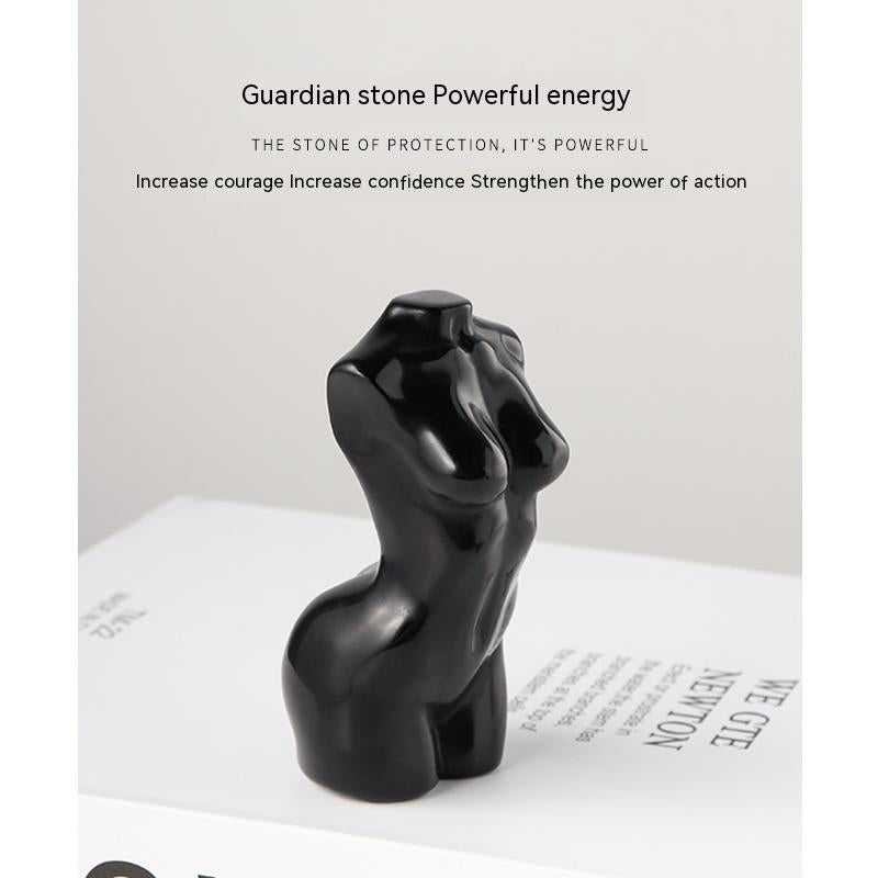 Natural obsidian, torso, nude women, models, collections, handicrafts, goddesses with broken wings, body carvings, decorations, knick-knacks 