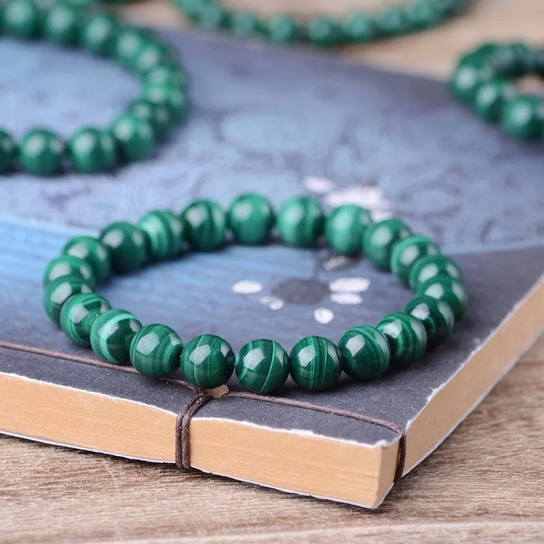 Gelang malachite hijau semulajadi, gelang bulatan tunggal 