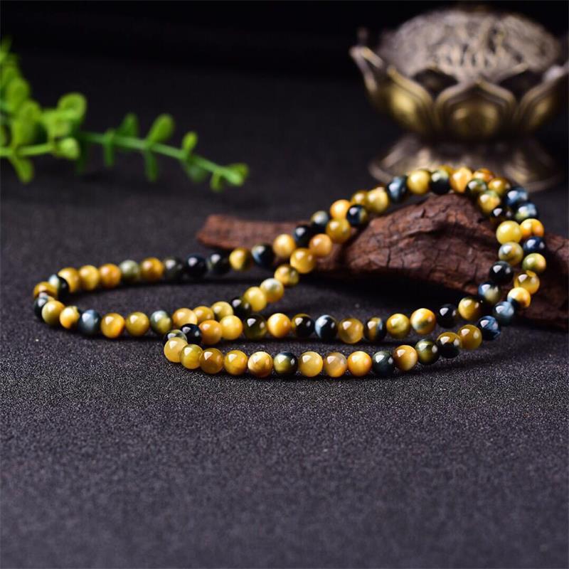 Gelang batu mata harimau fantasi semulajadi, tiga bulatan, lelaki, model wanita, batu jernih harimau biru kuning, gelang berbilang bulatan, pasangan, aksesori fesyen 