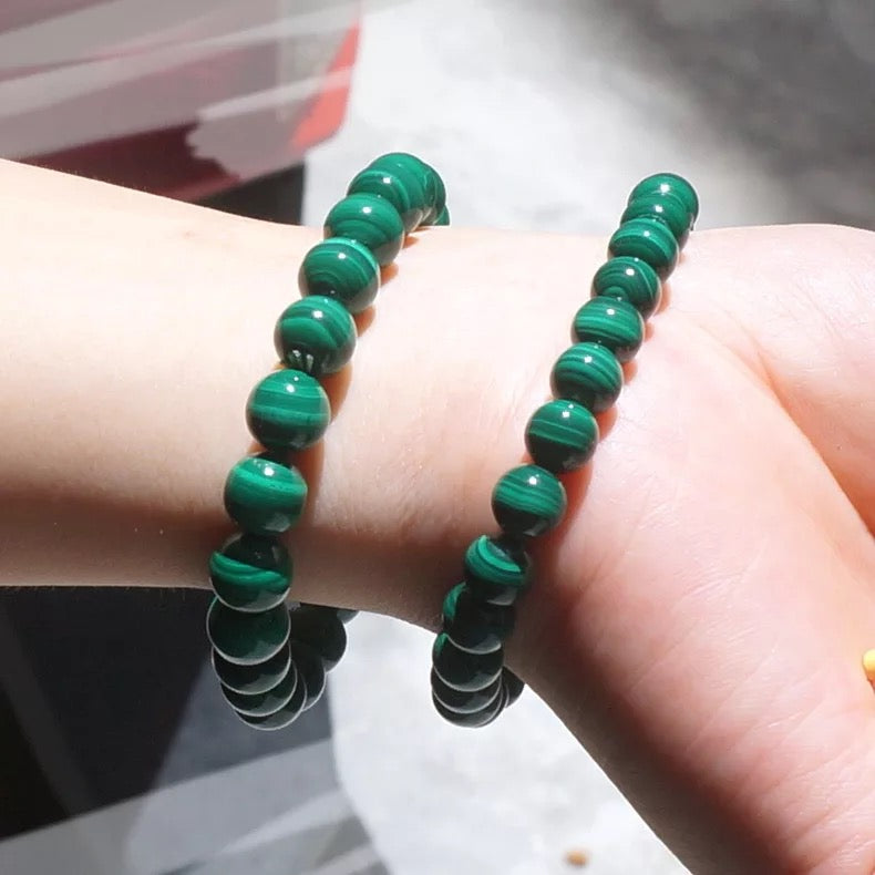 Gelang malachite hijau semulajadi, gelang bulatan tunggal 