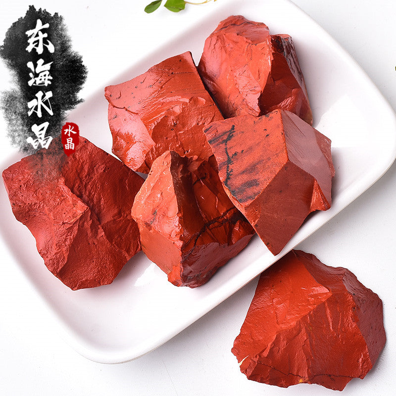 Bijih mentah jasper merah asli, batu mentah kristal, perhiasan, bulu, bahan ukiran 