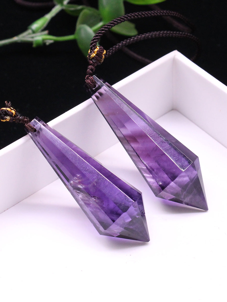 Natural amethyst hexagonal prism, pendant, male and female couple, original stone necklace, pendant, jewelry, gift 