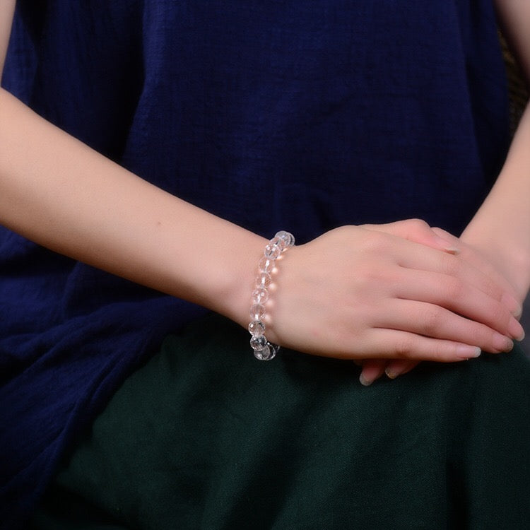 Gelang kristal putih asli, 128 segi, segi, kristal putih, gelang 