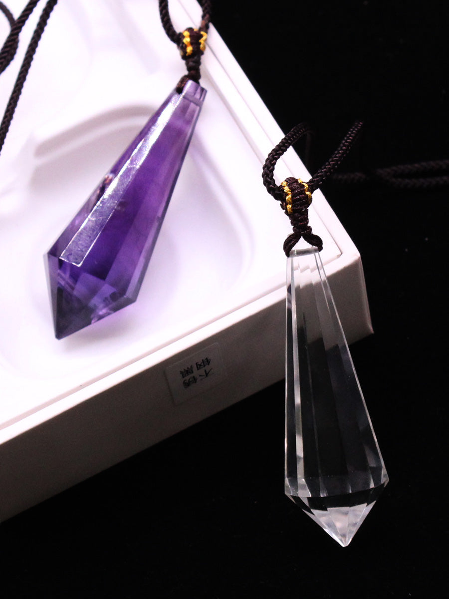 Natural amethyst hexagonal prism, pendant, male and female couple, original stone necklace, pendant, jewelry, gift 