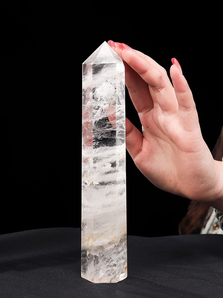 Natural white crystal, amethyst, pink crystal, citrine, ornaments, crystal column, hexagonal prism, rough grinding, home furnishing, desk 