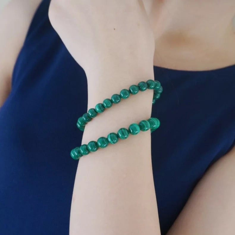 Gelang malachite hijau semulajadi, gelang bulatan tunggal 