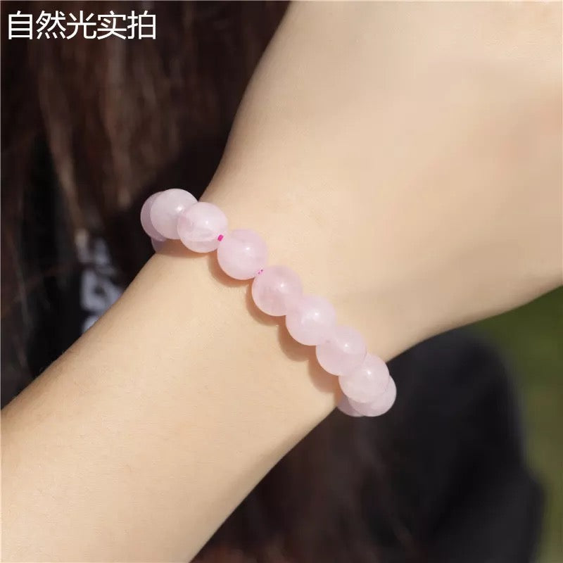Gelang Kuarza Rose Asli, Gelang Bulatan Tunggal, Barang Kemas Fesyen 