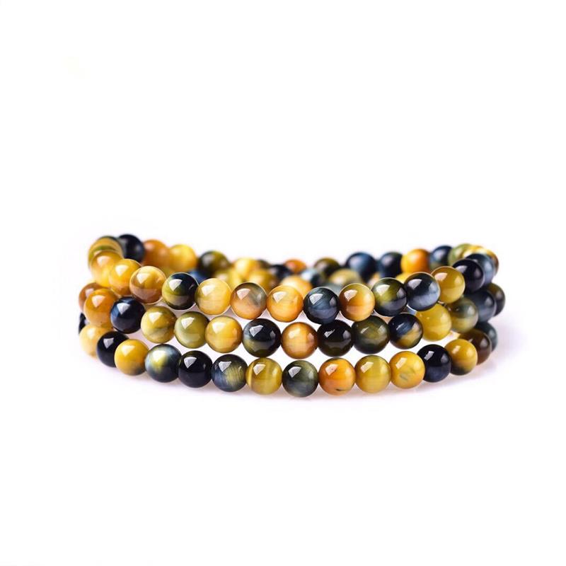 Gelang batu mata harimau fantasi semulajadi, tiga bulatan, lelaki, model wanita, batu jernih harimau biru kuning, gelang berbilang bulatan, pasangan, aksesori fesyen 