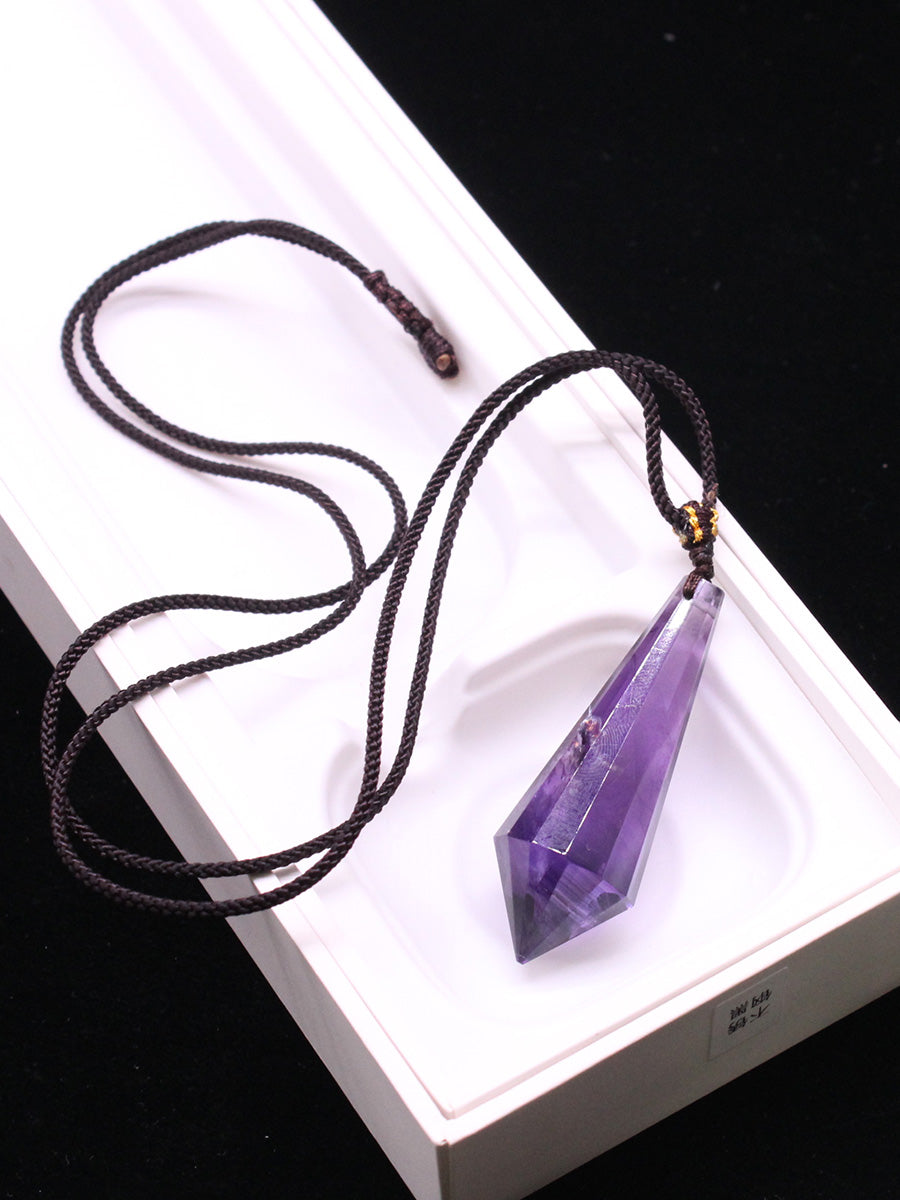 Natural amethyst hexagonal prism, pendant, male and female couple, original stone necklace, pendant, jewelry, gift 