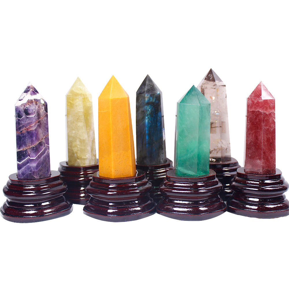 Natural Crystal Hexagonal Single-Pointed Rough, Ore, Crystal Column, Custom-Made Base, Home Decoration