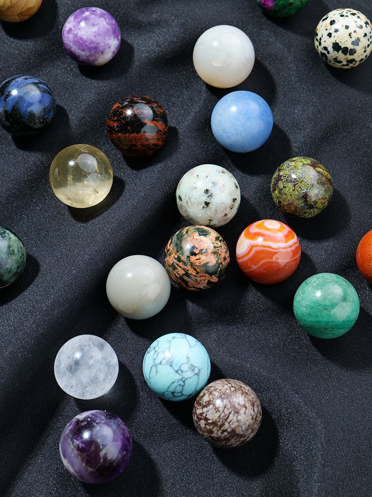 Natural Crystal Sphere Set Box, Specimen Crystal Rough Ore, Children's Popular Science Gemstone Ornaments, Decorative Gifts
