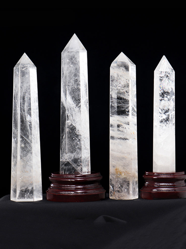 Natural white crystal, amethyst, pink crystal, citrine, ornaments, crystal column, hexagonal prism, rough grinding, home furnishing, desk 