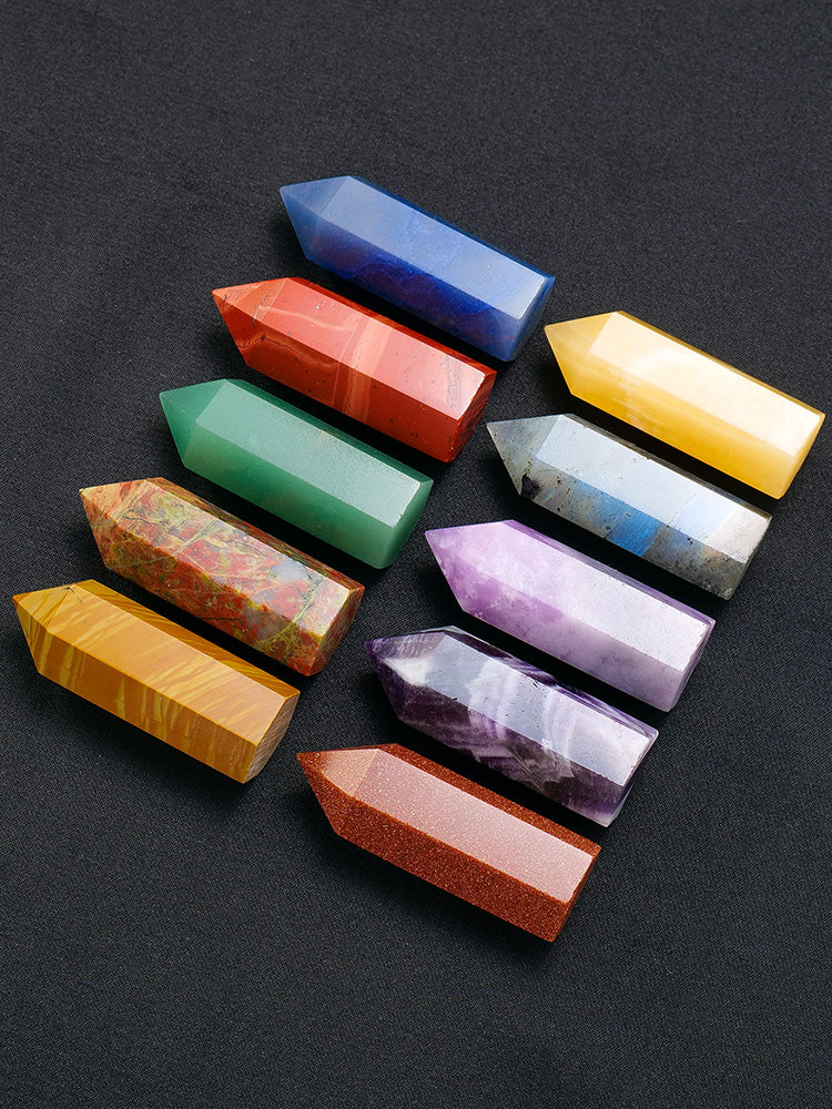 Natural Crystal Rough, Standard Rose Quartz, Citrine, Cairngorm And Amethyst Column, Decoration, Home Furnishing, Landscaping, Degaussing, Hexagonal, Single-Pointed Column