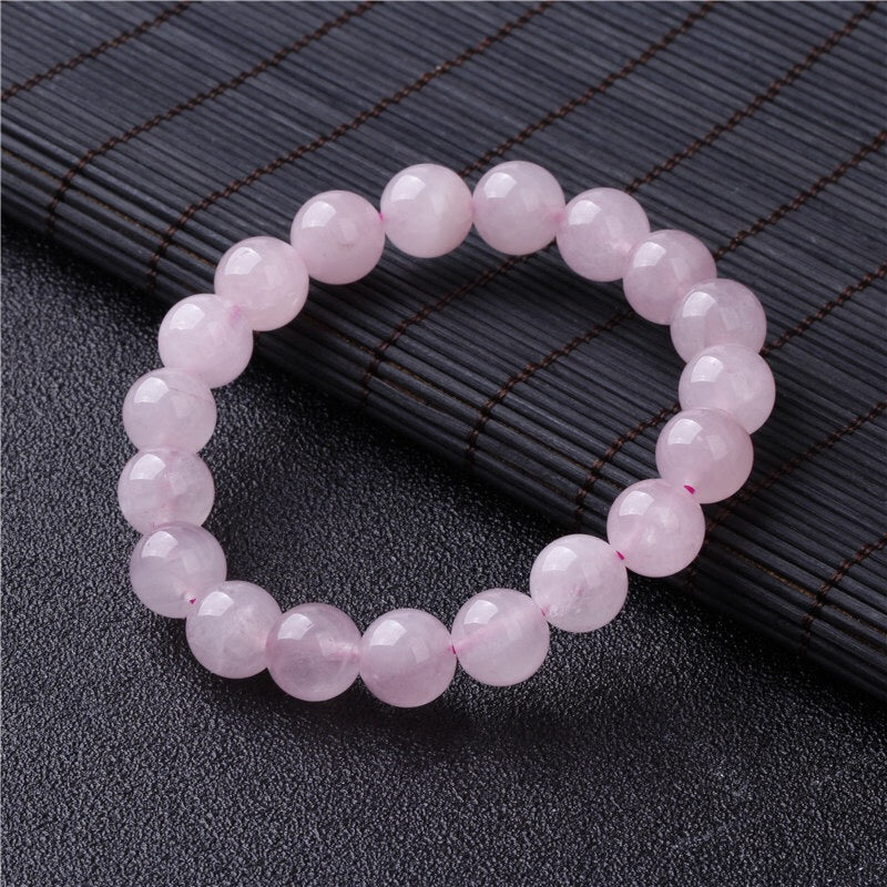 Gelang Kuarza Rose Asli, Gelang Bulatan Tunggal, Barang Kemas Fesyen 