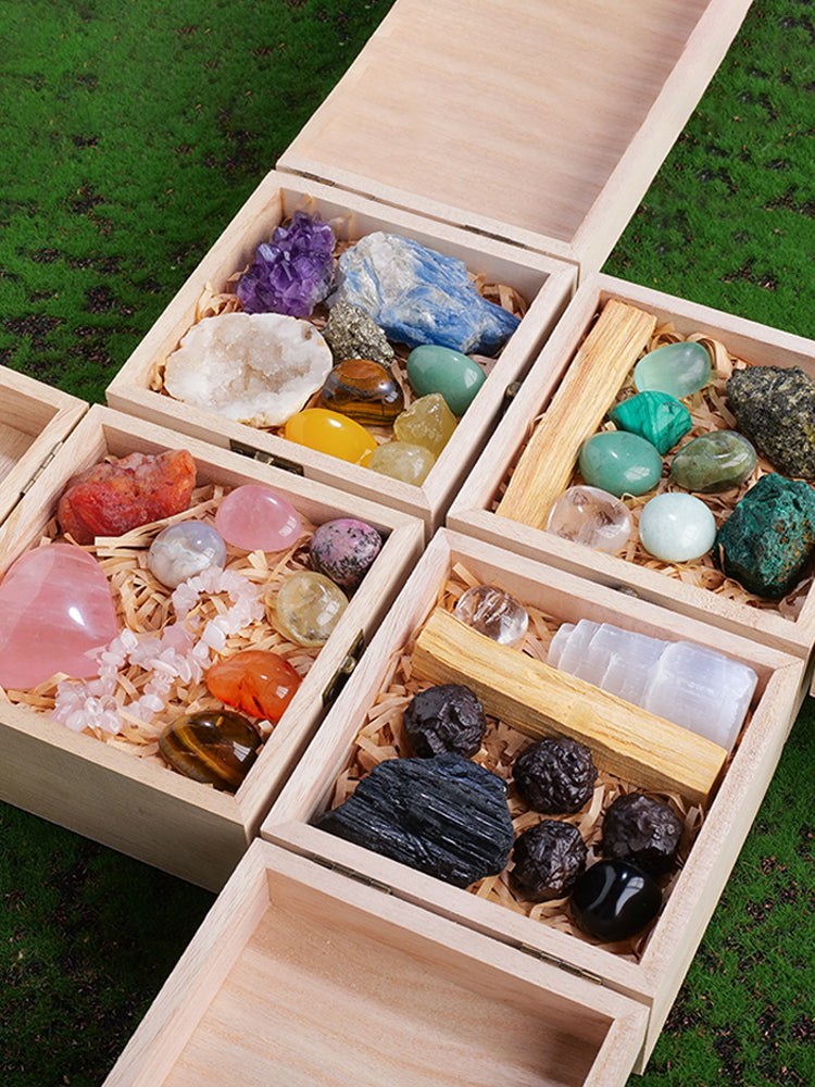 天然水晶原石摆件矿石化石岩石科普套盒矿物家居宝石标本摆件送礼