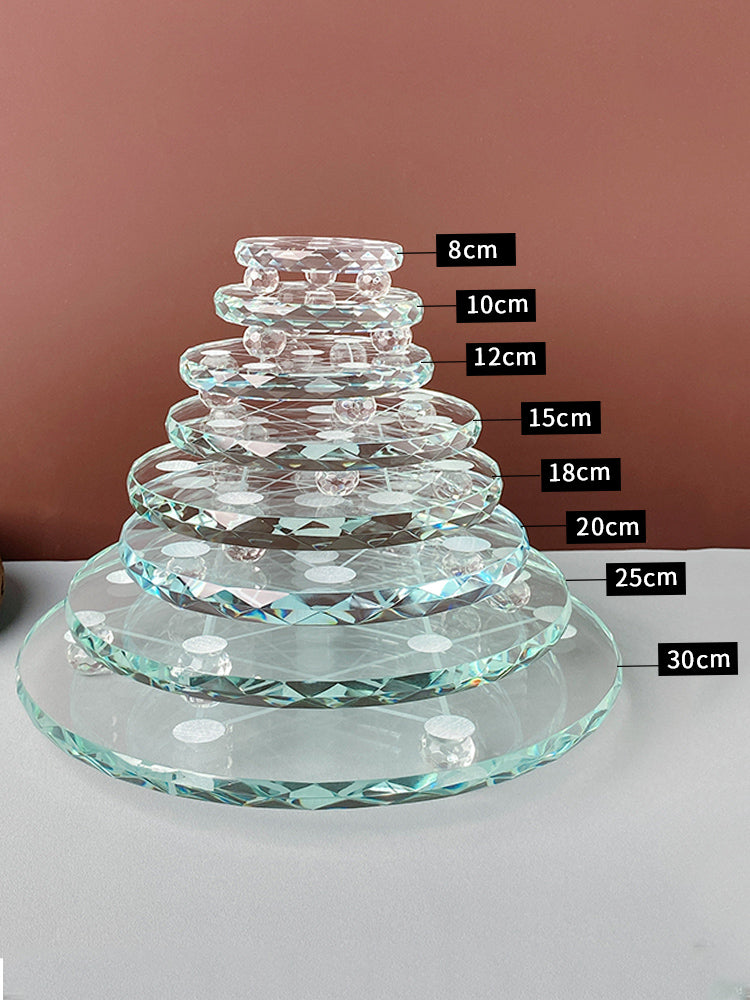 Crystal base glass base support seven-star array crystal ball chassis glass bottom support seven-star plate 10cm bracket decoration