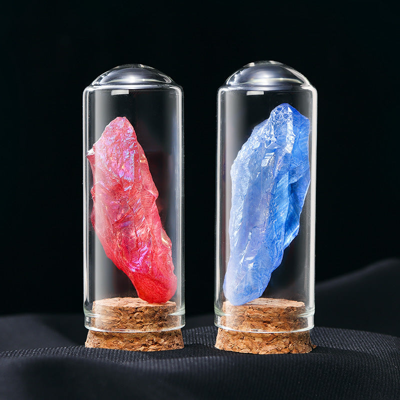 Spesimen bijih pelangi kristal asli batu mineral serbuk kristal putih kristal perhiasan spesimen kotak hadiah sains 