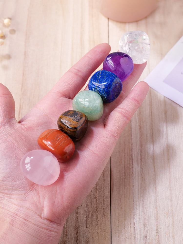 Natural crystal raw stone seven-color crystal home yoga meditation decoration children's mineral ore standard gemstone specimen rolling stone