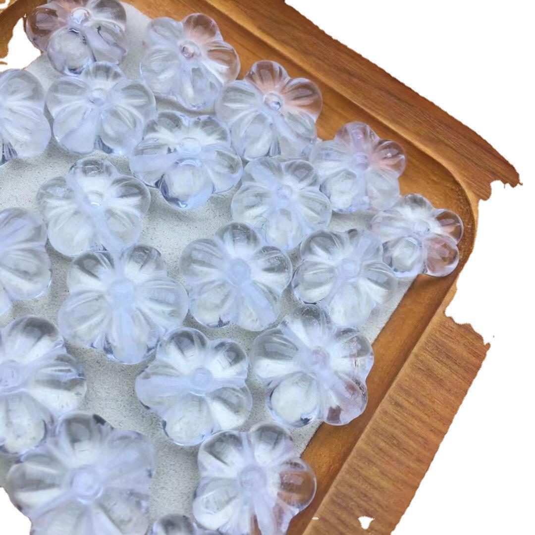 Natural white crystal, small flower carvings, antique flowers, DIY accessories, white crystal semi-finished products,