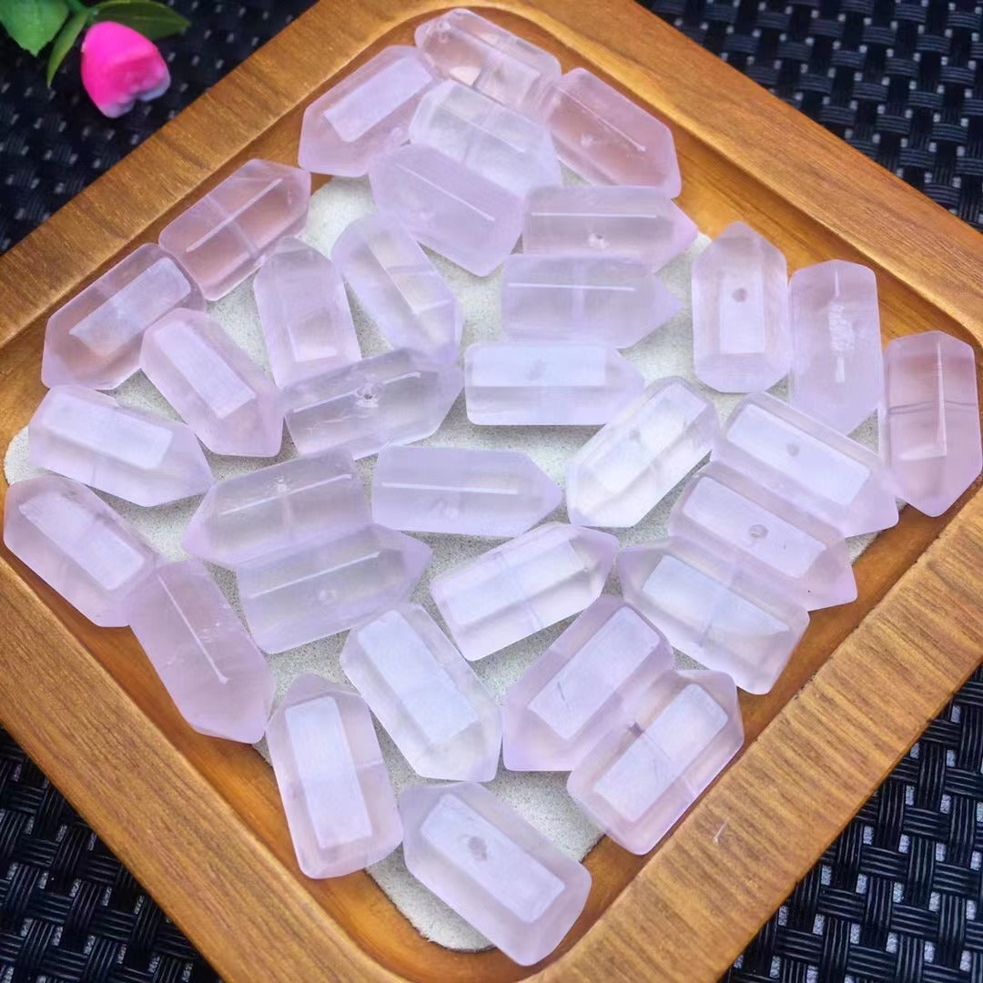 Tiang kecil kristal merah jambu semulajadi, tiang kristal 18mm, aksesori DIY, produk separuh siap kristal merah jambu 