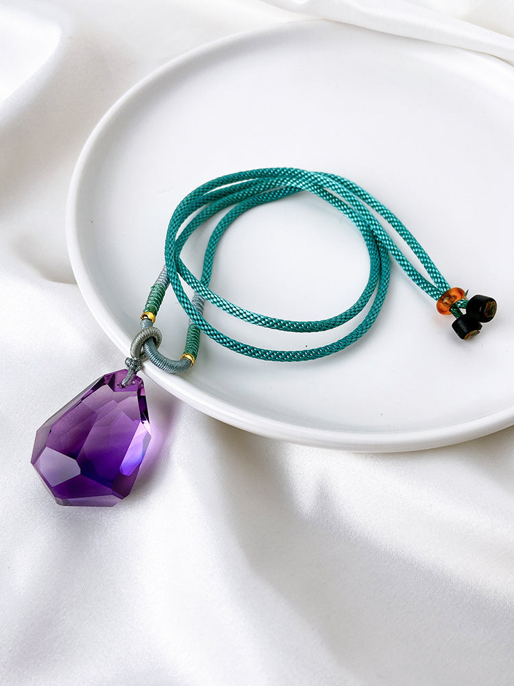 Brazilian Natural Amethyst Faceted Clavicle Chain Head Jewelry Pendant Necklace Female Valentine's Day Birthday Gift for Girlfriend