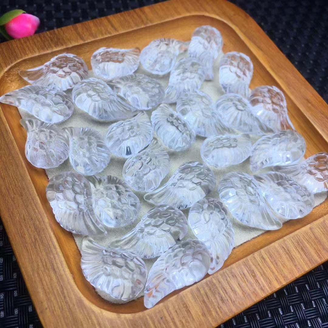 Natural white crystal wings, small pieces, 12mm, carving accessories, handmade, white crystal semi-finished products